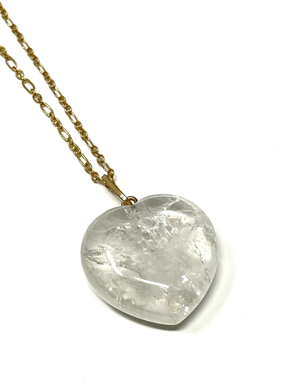 New Anthropologie Clear Quartz Heart Necklace Gold